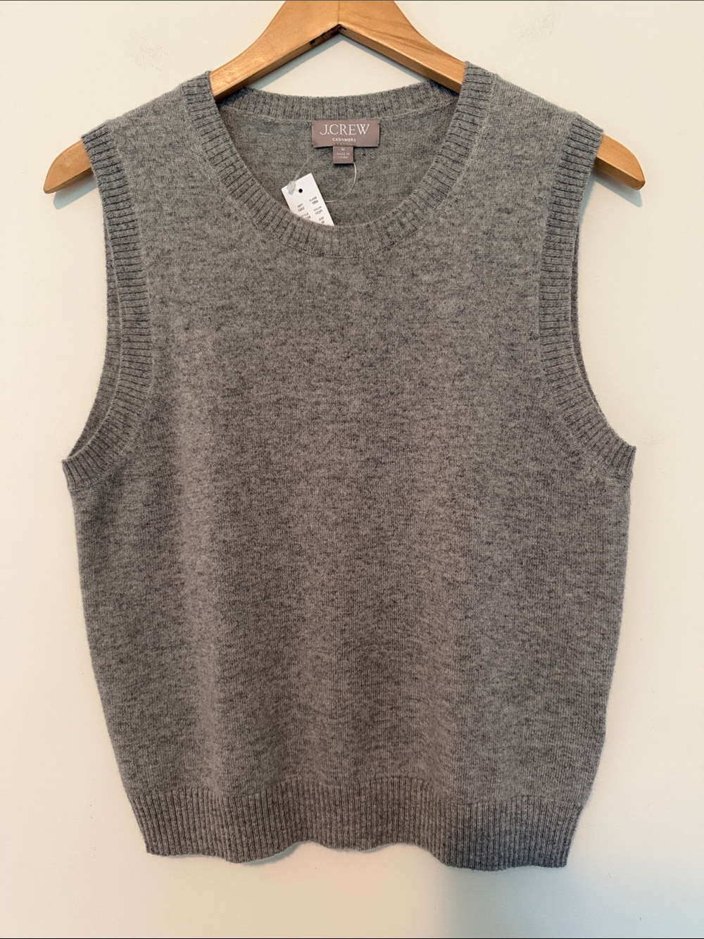 J. Crew Gray Sleeveless Cashmere V-Neck Sweater Vest